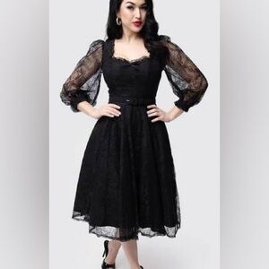 Vixen By Micheline Pitt Gothic Black Lace Swinger Dress Size 3X